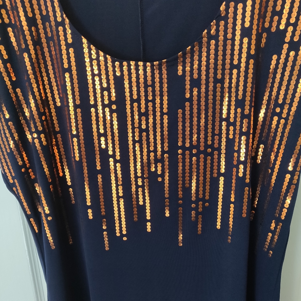 Navy sequin-pattern tee